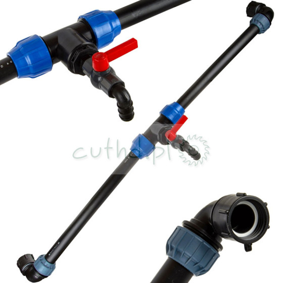 Złącze trójnik łącznik do zbiorników IBC zawór PCV 1" rura HDPE 50mm