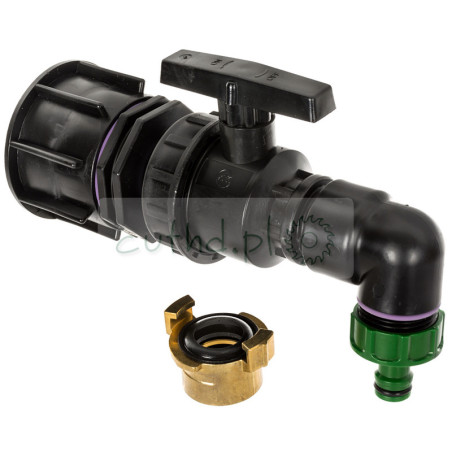 Zestaw adapterów IBC z zaworem kulowym z tworzywa sztucznego S60x6 z zaworem kulowym z PE