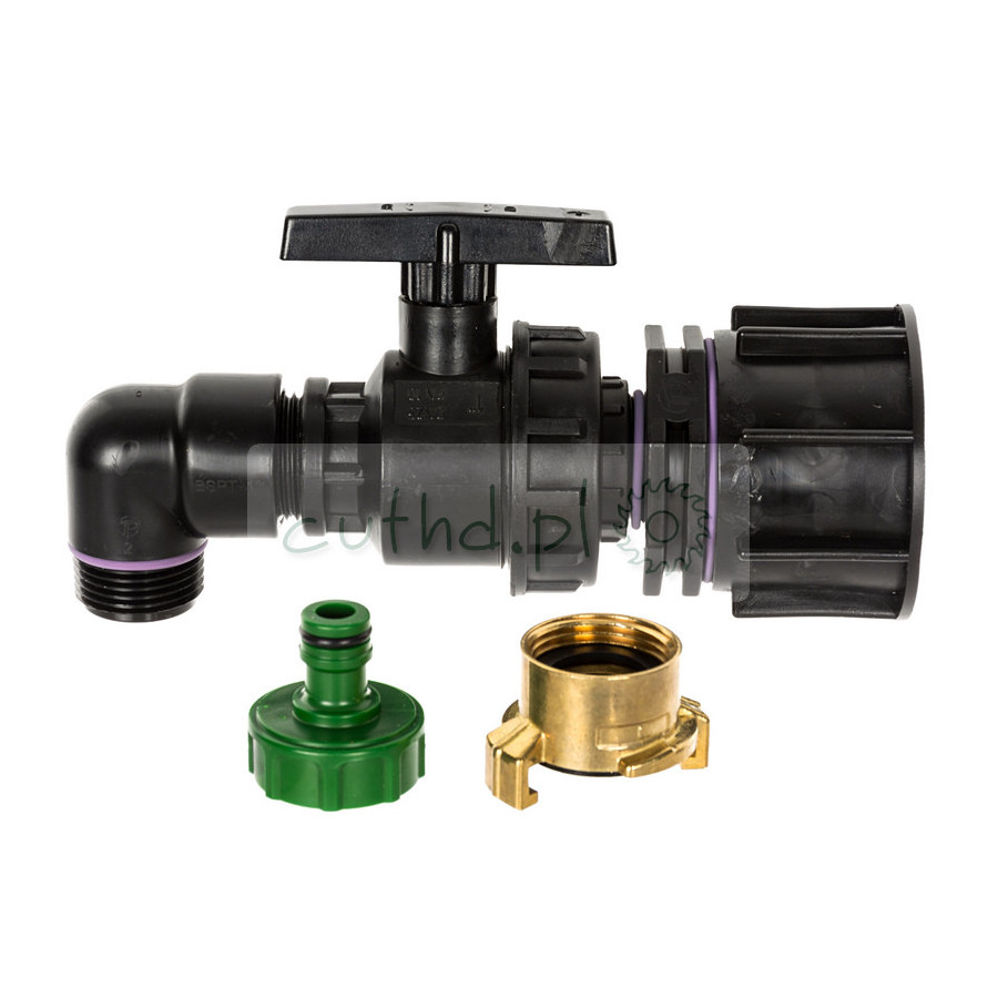 Zestaw adapterów IBC z zaworem kulowym z tworzywa sztucznego S60x6 z z